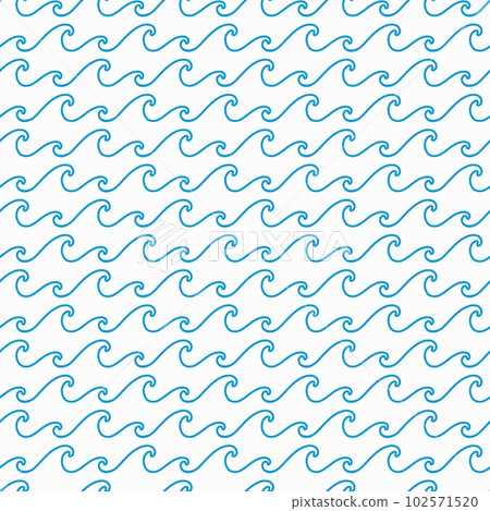 Sea and ocean blue waves seamless pattern with vector water flow, surf, storm and ripple texture. Marine nature background with blue ornament of water curves, wavy lines and swirls 102571520