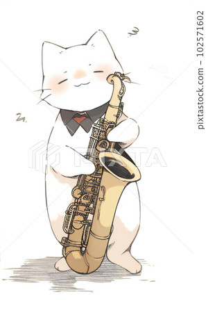 吹薩克斯的白貓① 吹薩克斯的白貓① 102571602