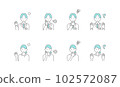 Illustration of doctors and nurses with negative emotions. Simple line drawing icon set. 102572087