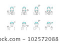 Illustration of doctors and nurses with negative emotions. Simple line drawing icon set. 102572088