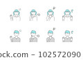 Illustration of girl and boy with negative emotions. Simple line drawing icon set. 102572090