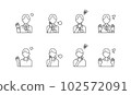 Illustration of doctors and nurses with negative emotions. Simple line drawing icon set. 102572091