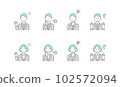 Illustration of a business person with negative emotions. Simple line drawing icon set. 102572094