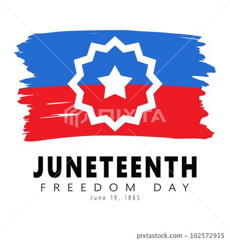 Juneteenth Freedom day greeting card. Textured Red and Blue Flag of Juneteenth. National African American Independence Day, emancipation day. June 19, 1865. Vector illustration On White Background 102572915