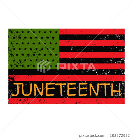 Juneteenth, Freedom Day. Pan-african flag. African America flag. African-American Independence Day, June 19. Vector Illustration on White Background 102572922