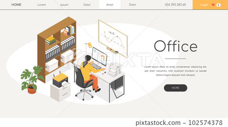 Office - modern vector colorful isometric web banner 102574378