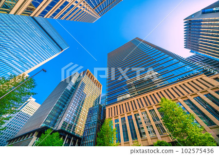 Tokyo cityscape in Japan Looking at Otemachi and Marunouchi office buildings from the Otemachi side 102575436