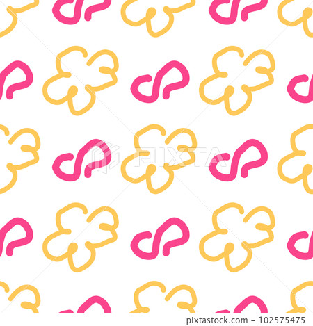 Seamless color pattern of linear doodle squiggles. The style of the 90s. Bright abstract design for background, banner, poster of various shapes. Vector illustration. Seamless color pattern of linear doodle squiggles. The style of the 90s. Bright abstract design for background, banner, poster of various shapes. Vector illustration. 102575475