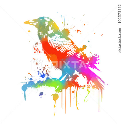 colorful crow ink pen. Vector illustration colorful crow ink pen. Vector illustration 102575532
