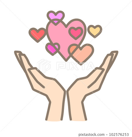 A hand that conveys a lot of hearts 102576253