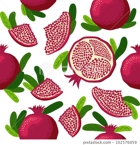 Seamless pattern with pomegranates. Decorative patterns of the pomegranate fruit. Shana Tova, Jewish New Year 102576859