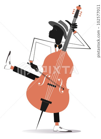 African cellist man. African musician is playing cello with inspiration. Isolated on white background African cellist man. African musician is playing cello with inspiration. Isolated on white background 102577011