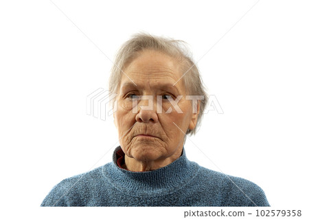 an old woman on a white background 102579358