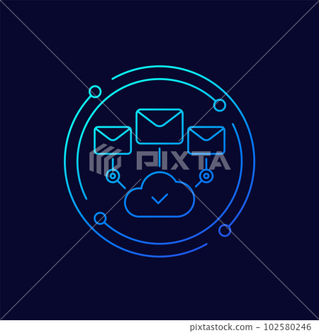 email service line vector icon with a cloud 102580246