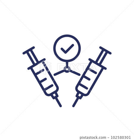 2 doses of vaccine line icon 2 doses of vaccine line icon 102580301