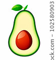 Avocado fruit is fresh and healthy. Avocado halves highlighted in close-up on a white background. 3D-rendering 102580903