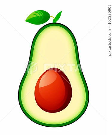 Avocado fruit is fresh and healthy. Avocado halves highlighted in close-up on a white background. 3D-rendering 102580903