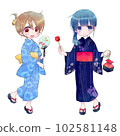 穿著浴衣的少女站姿插畫 102581148