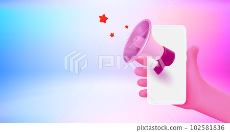 Announcement on mobile phone. 3d vector banner with copy space Announcement on mobile phone. 3d vector banner with copy space 102581836
