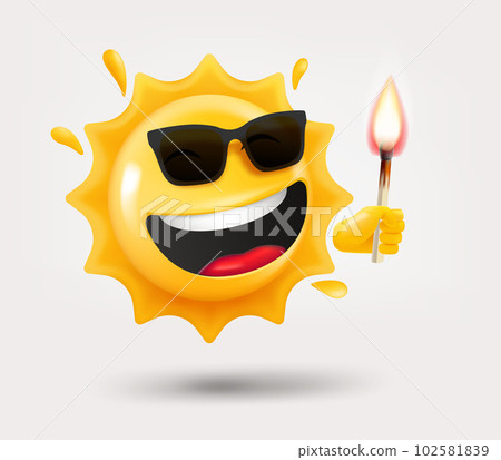 Cool Smiling Sun with Sunglasses. Cartoon Character for design Stock Photo  - Alamy