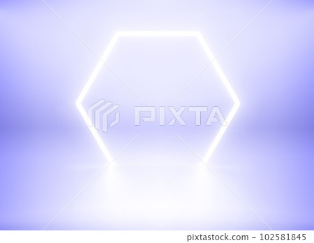 Blue interior with neon illumination. 3d vector showcase template 102581845