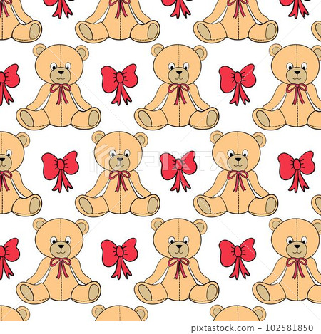 Cute cartoon Bohemian nursery print. Vector safari print for wall decor in children's bedroom. Cute African animals characters - bear - seamless pattern 102581850