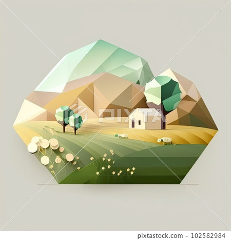 Low poly design style natural square landscape 102582984