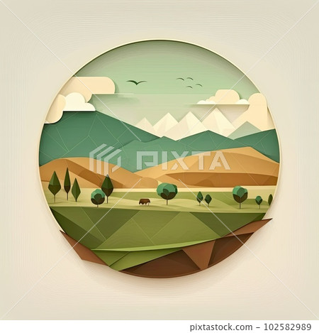 Low poly design style natural square landscape 102582989