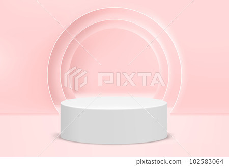 Pink empty interior with podium. 3d vector illustration 102583064