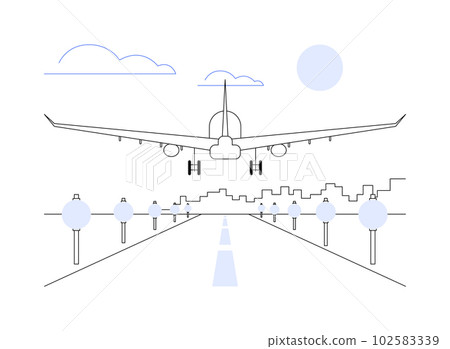 Landing airplane abstract concept vector illustration. Landing airplane abstract concept vector illustration. 102583339