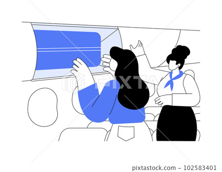 Overhead luggage lockers abstract concept vector illustration. Overhead luggage lockers abstract concept vector illustration. 102583401