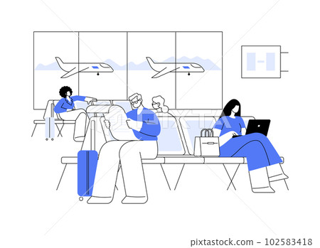 Airport waiting area abstract concept vector illustration. Airport waiting area abstract concept vector illustration. 102583418