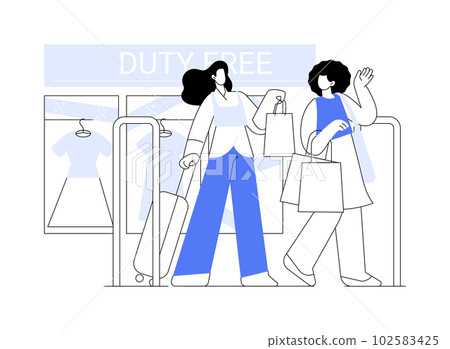 Duty free shopping area abstract concept vector illustration. 102583425