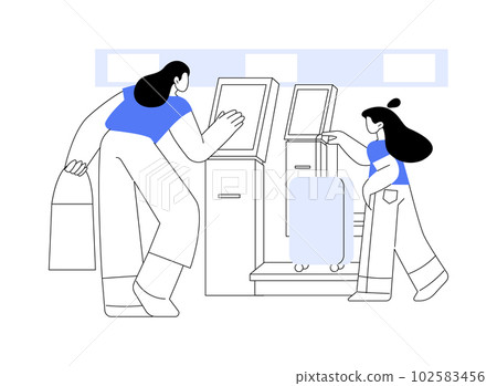 Baggage weighting scale abstract concept vector illustration. 102583456