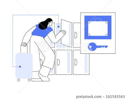 Luggage lockers abstract concept vector illustration. 102583563