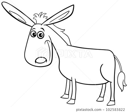 cartoon donkey farm animal character coloring page 102583822