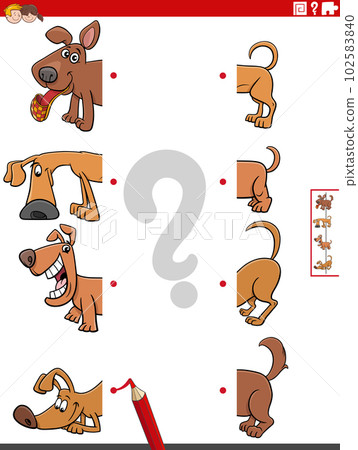 match halves of pictures with dogs educational task 102583840