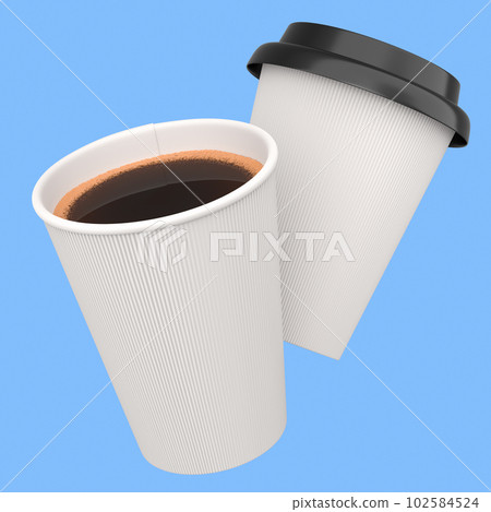 Set of paper coffee cup for cappuccino, americano, espresso, latte on blue 102584524