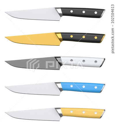 Chef's kitchen knife with a wooden handle isolated on white background. 102584613