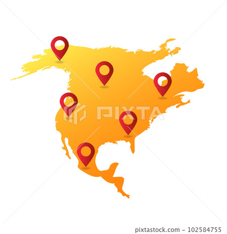 North America map pin location vector illustration North America map pin location vector illustration 102584755