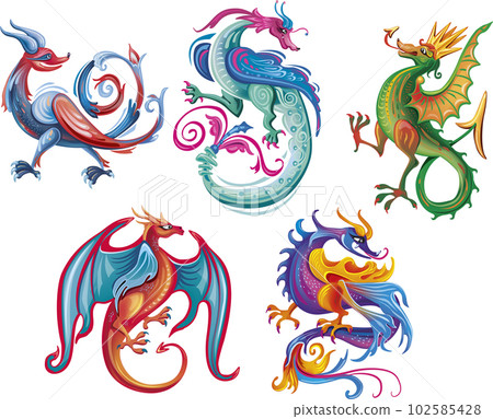 Set of medieval mythical creatures 102585428