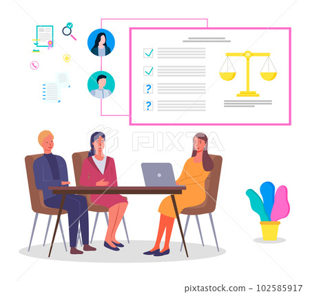 Businesswoman talking and working together in office. Partners lawyers meeting around the table 102585917