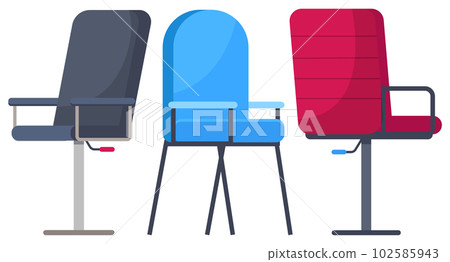 Isolated blue soft chair with back at white background, modern stylish furniture for home or office 102585943