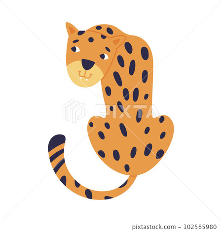 Cute Spotted Leopard as Wild African Animal Sitting Back View Vector Illustration Cute Spotted Leopard as Wild African Animal Sitting Back View Vector Illustration 102585980