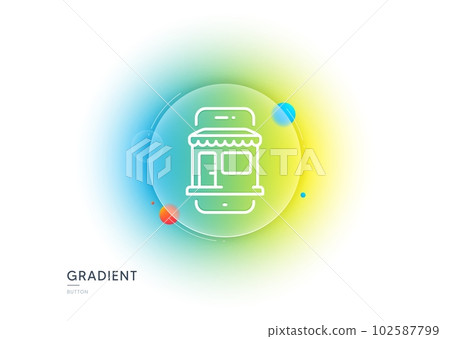 Marketplace app line icon. Gradient blur button with glassmorphism. Online store sign. Retail phone application symbol. Transparent glass design. Marketplace line icon. Vector Marketplace app line icon. Gradient blur button with glassmorphism. Online store sign. Retail phone application symbol. Transparent glass design. Marketplace line icon. Vector 102587799