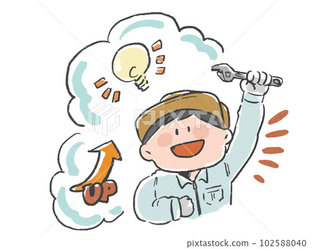 旨在提高績效的工人的手繪插圖 102588040