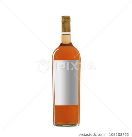 rose wine bottle with blank label isolated on white background. rose wine bottle with blank label isolated on white background. 102588765