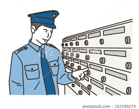 戴帽子的年輕人和統一的巡邏警衛 102590274