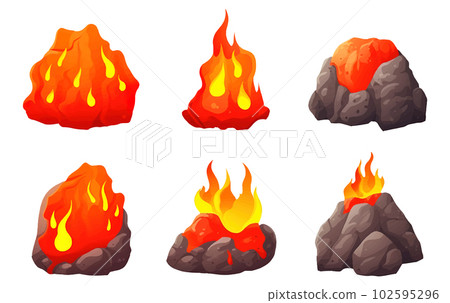 ui set vector illustration of lava crack cement isolate on white background 102595296