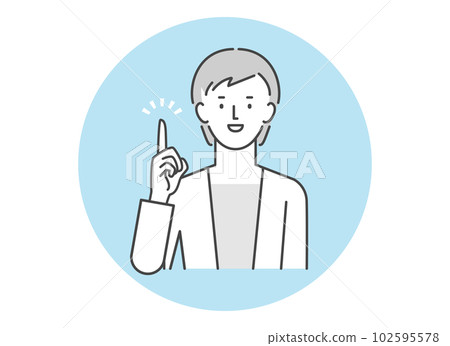 A business person whose ideas flash with a pointing pose A business person whose ideas flash with a pointing pose 102595578
